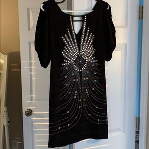 Black Party Dress with metallic embellishments